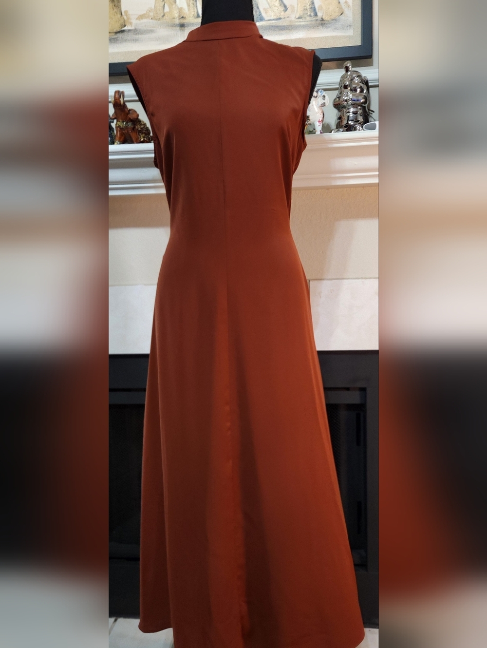 Sleeveless Cognac Midi Dress - Timeless Minimalist Style